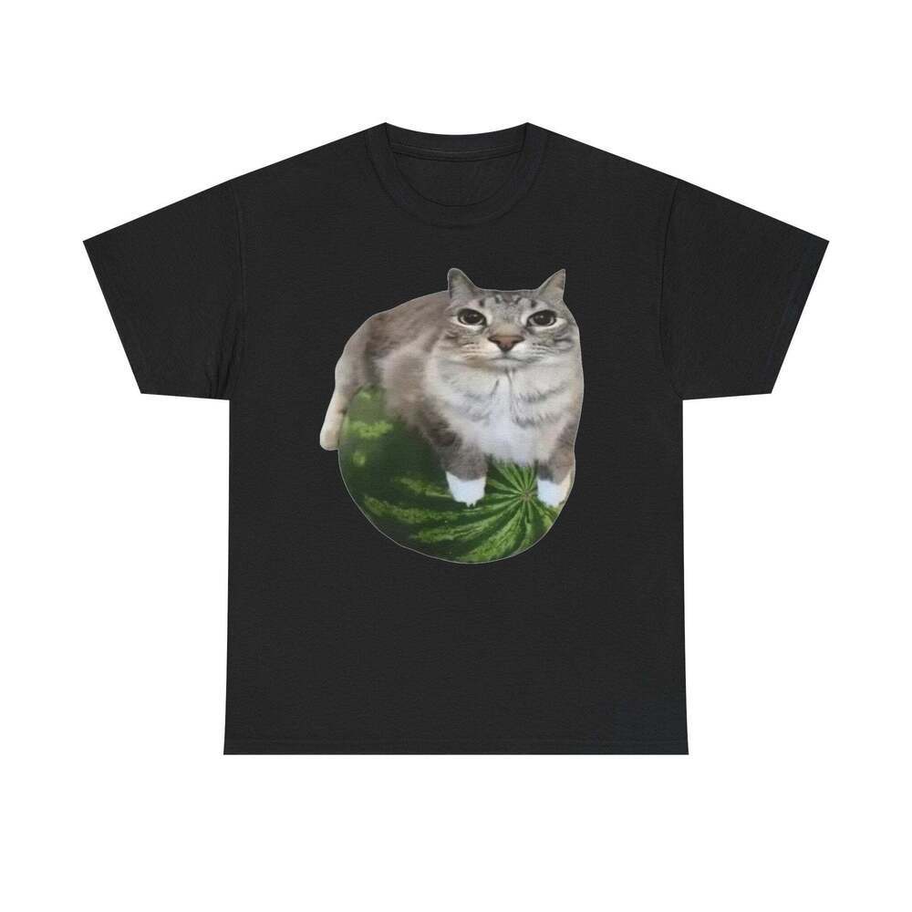 Watermelon Cat Funny Graphic Meme Humor Unisex Streetwear Gift T-shirt